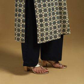 Beige Natural Dyed Block Print Cotton Ajrakh Kurta Set (Set of 3)