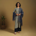 Beige Natural Dyed Block Print Cotton Ajrakh Kurta Set (Set of 3)