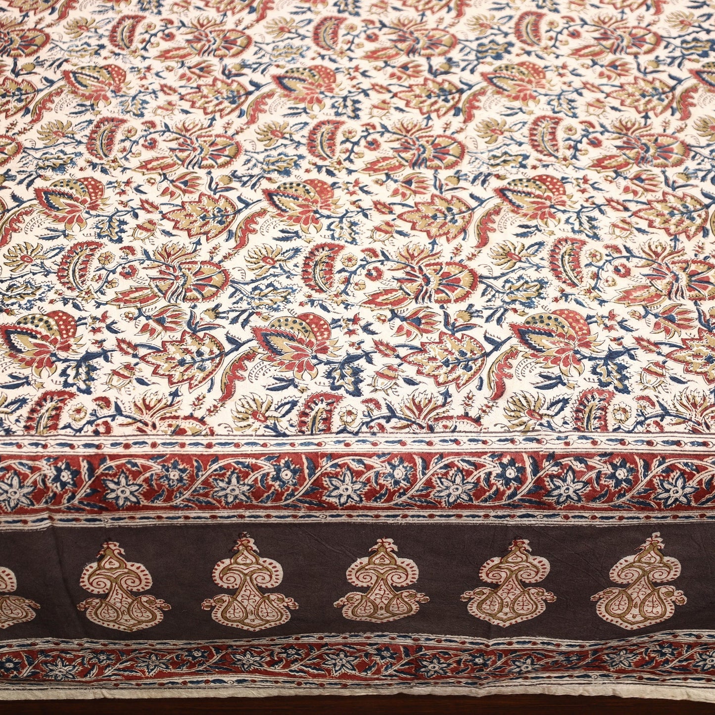Block Print Cotton Double Pedana Kalamkari Bed Sheet