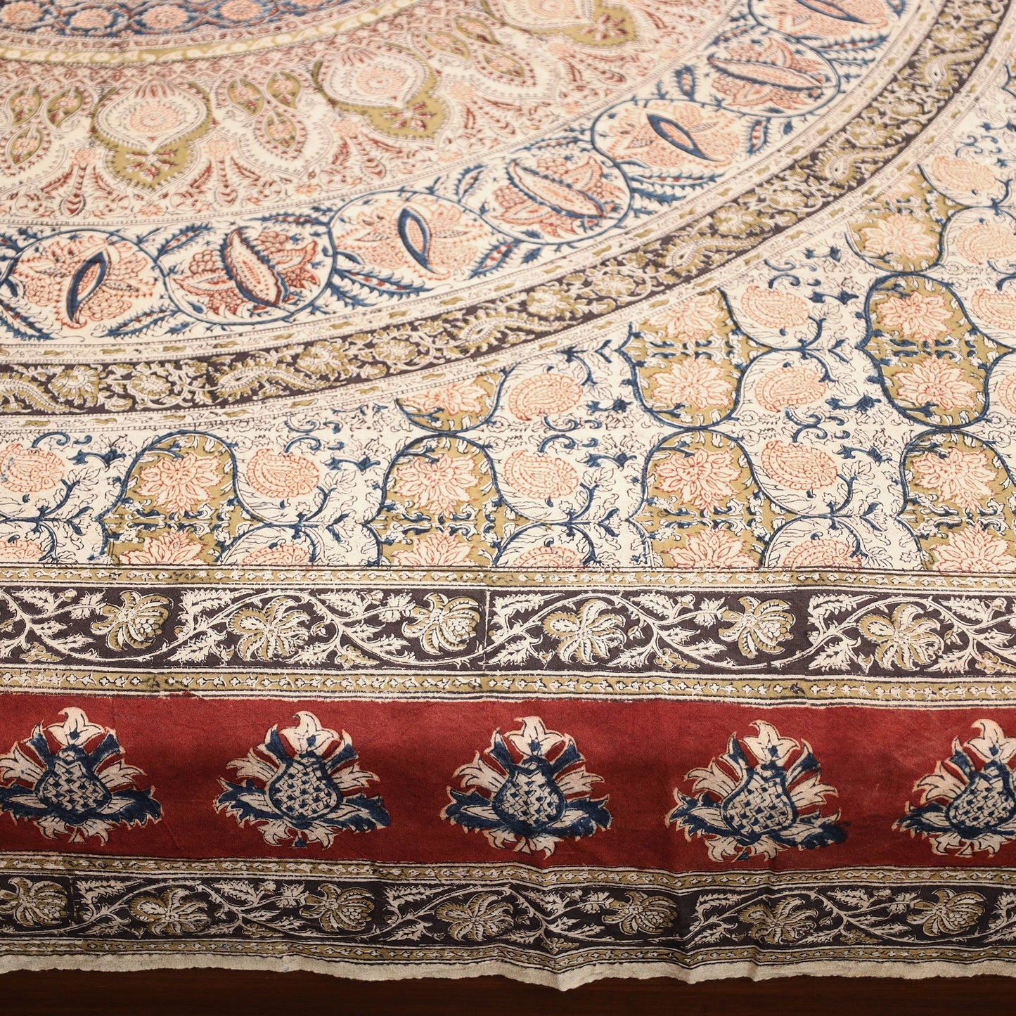 Buy Pedana Kalamkari Block Printed Cotton Double Bed Cover (111 x 91 in) 21 Online at iTokri.com