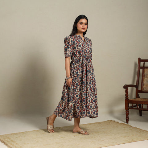 Beige - natural dyed cotton fit & flare dress 03