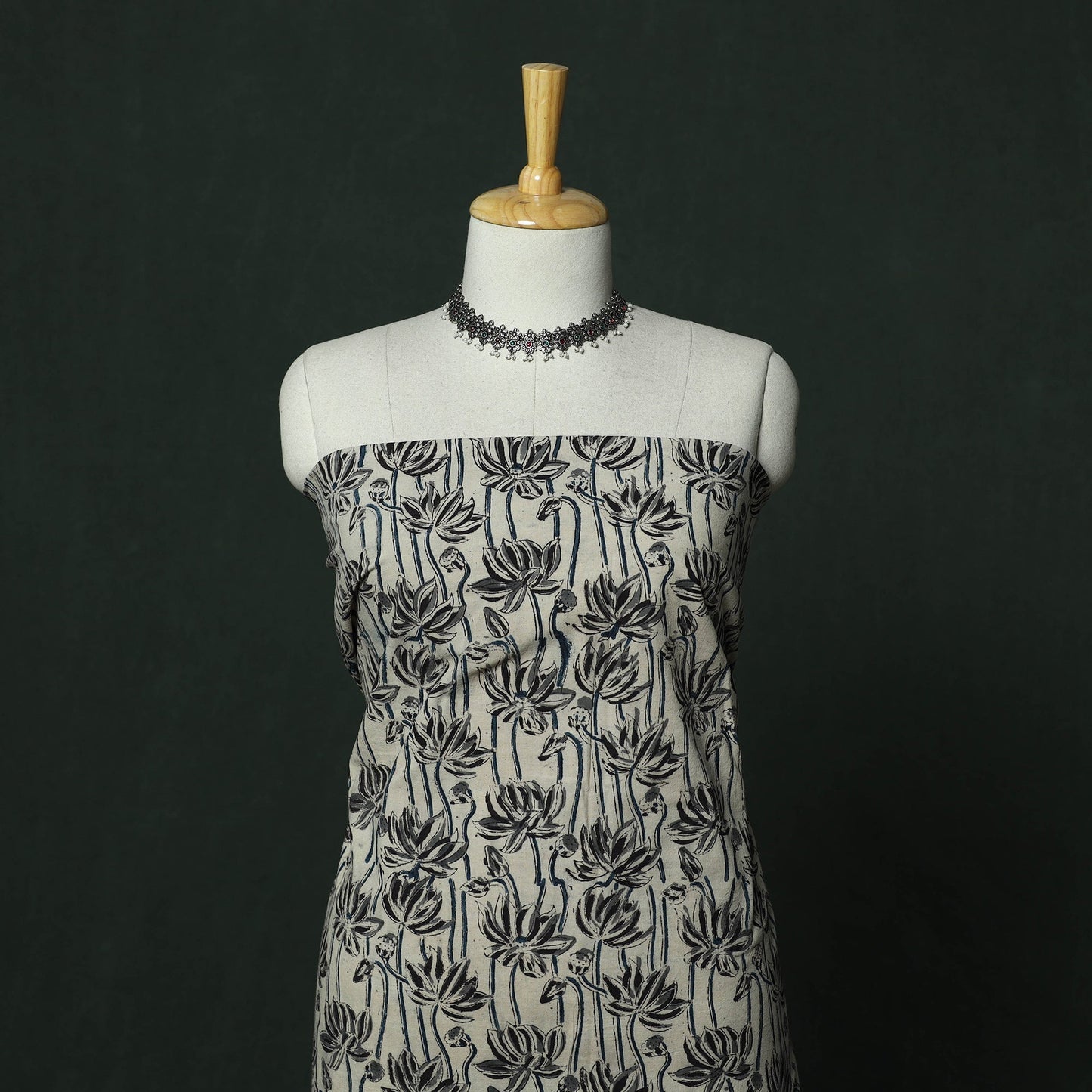 Natural dyed block print cotton pedana kalamkari 2pc