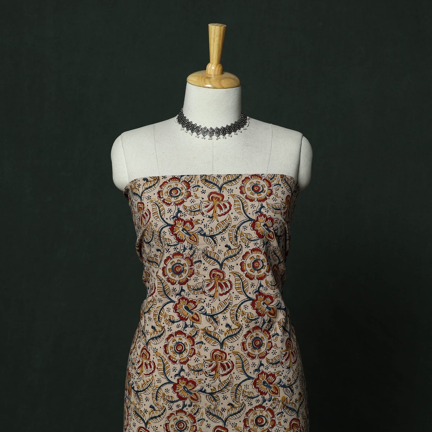 Natural dyed block print cotton pedana kalamkari 2pc