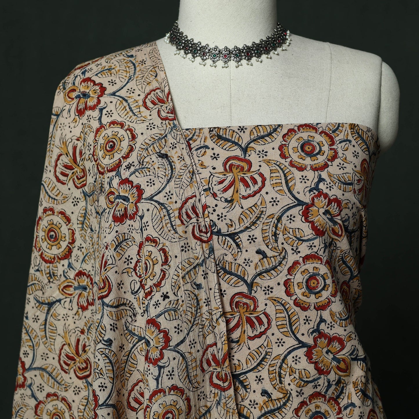 Natural dyed block print cotton pedana kalamkari 2pc