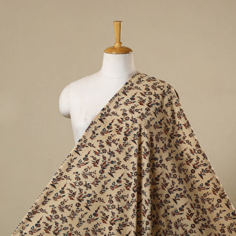 Beige - natural dyed cotton pedana kalamkari fabric 01