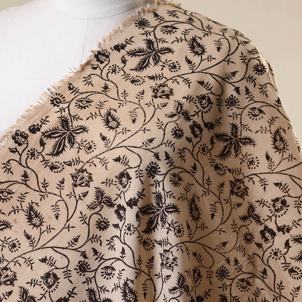 Beige - natural dyed cotton pedana kalamkari fabric 05