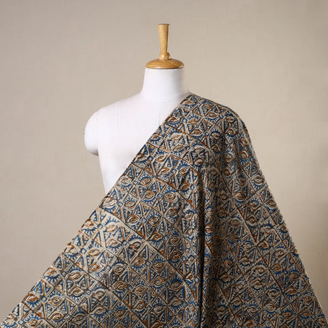 Beige - natural dyed cotton pedana kalamkari fabric 09