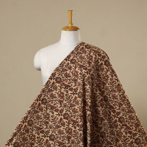 Beige - natural dyed cotton pedana kalamkari fabric 17