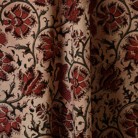 Beige - natural dyed cotton pedana kalamkari fabric 18