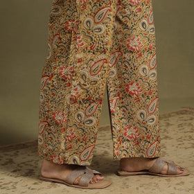 Beige Natural Dyed Block Print Cotton Pedana Kalamkari Co-ord Set