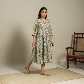 Beige - natural dyed cotton tiered dress 10 - handcrafted