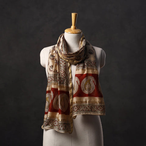 Natural dyed handloom chanderi silk pedana kalamkari stole