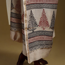 Beige - natural dyed printed chanderi silk bagh dupatta 36