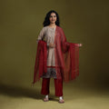 Natural dyed brush design ajrakh print cotton suit set