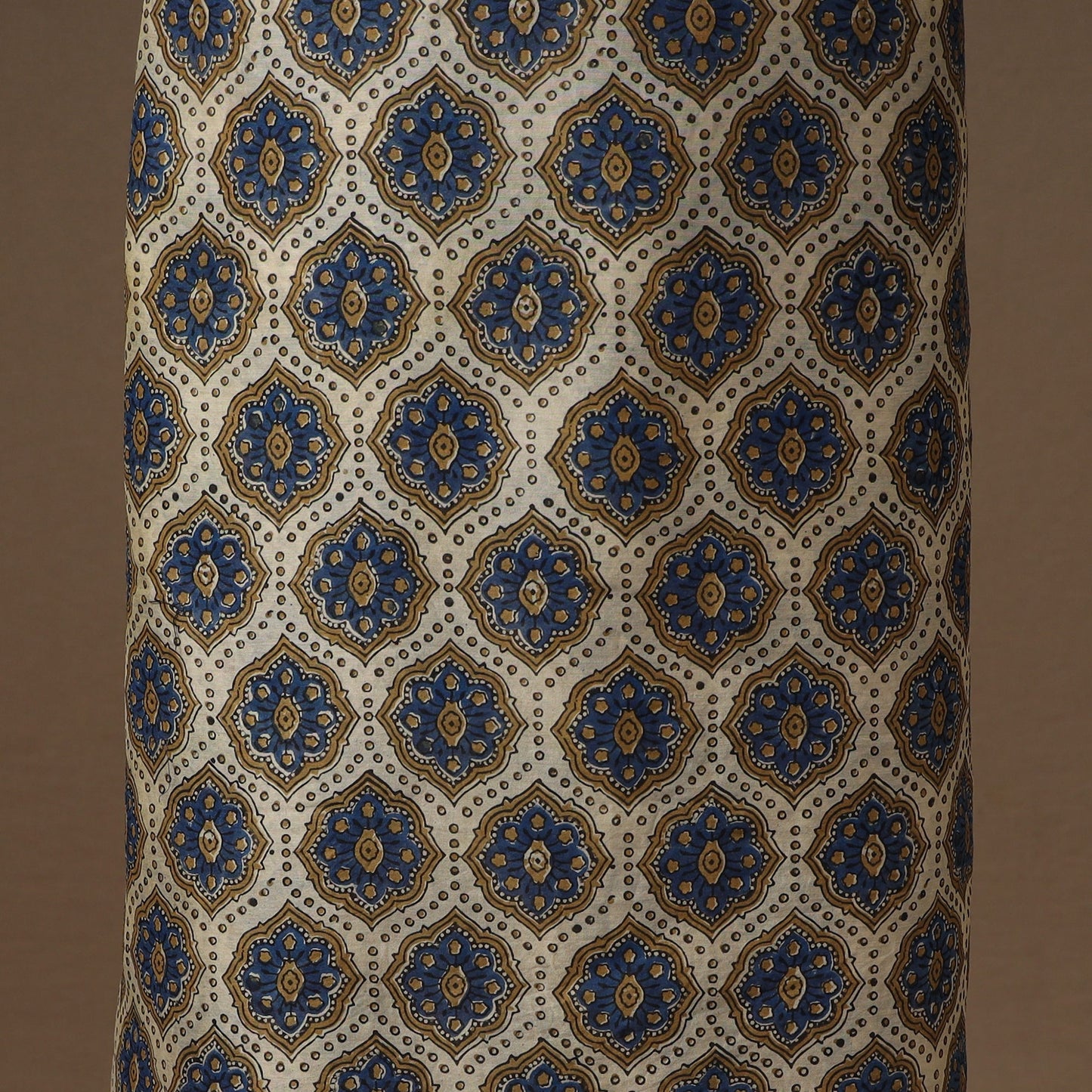 Beige Natural Dyed Chanderi Silk 2pc Unstitched Ajrakh Dress Material