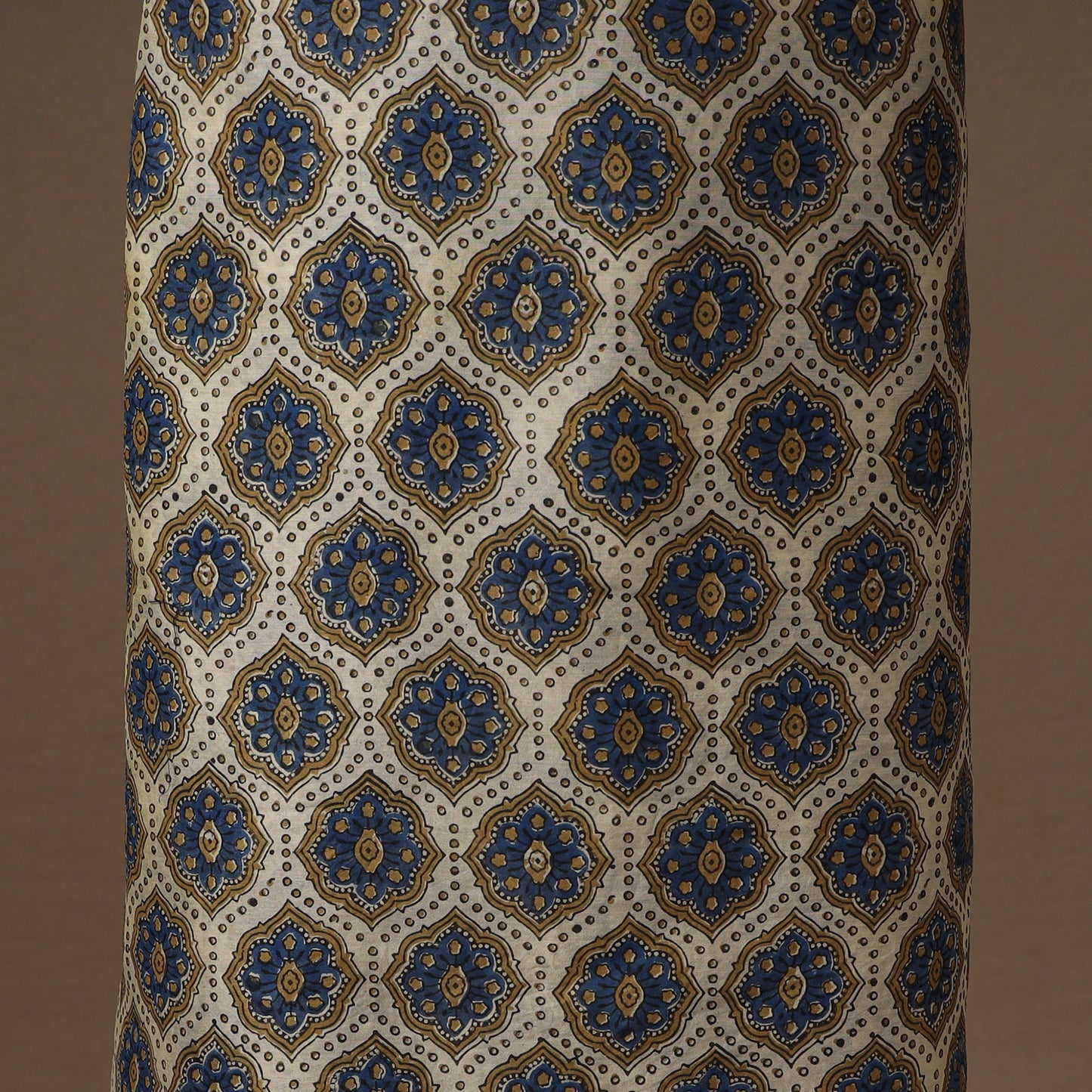 Beige Natural Dyed Chanderi Silk 2pc Unstitched Ajrakh Dress Material