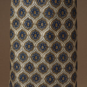 Beige Natural Dyed Chanderi Silk 2pc Unstitched Ajrakh Dress Material