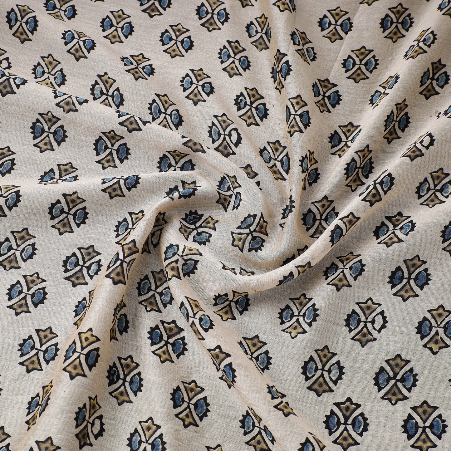 Beige - natural dyed chanderi silk fabric 02 - handcrafted