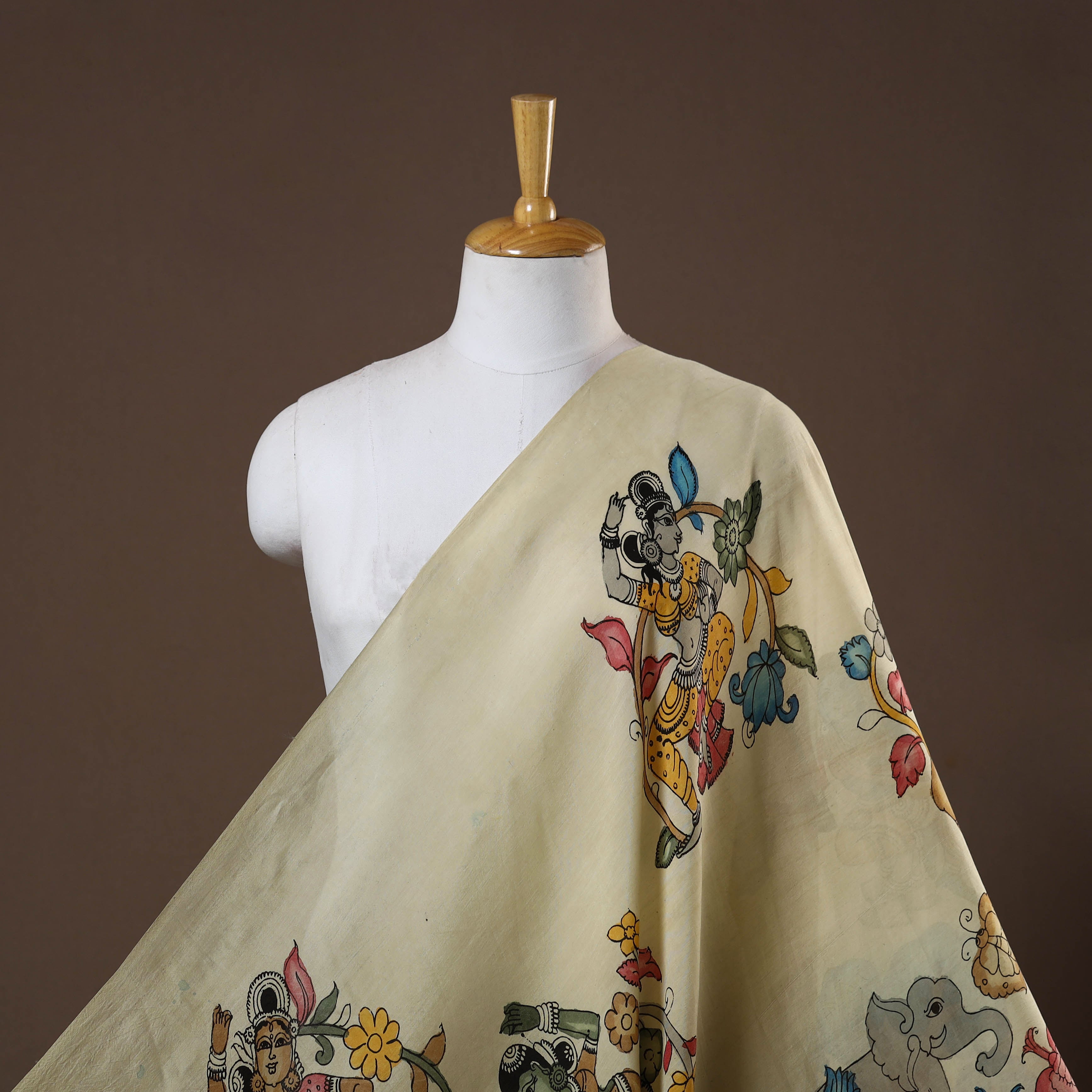 Pink - Chanderi Silk Srikalahasti Pen Kalamkari Fabric 10