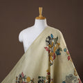 Beige - natural dyed chanderi silk handpainted srikalahasti