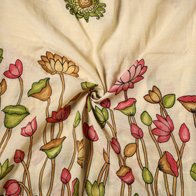 Beige - natural dyed chanderi silk handpainted srikalahasti