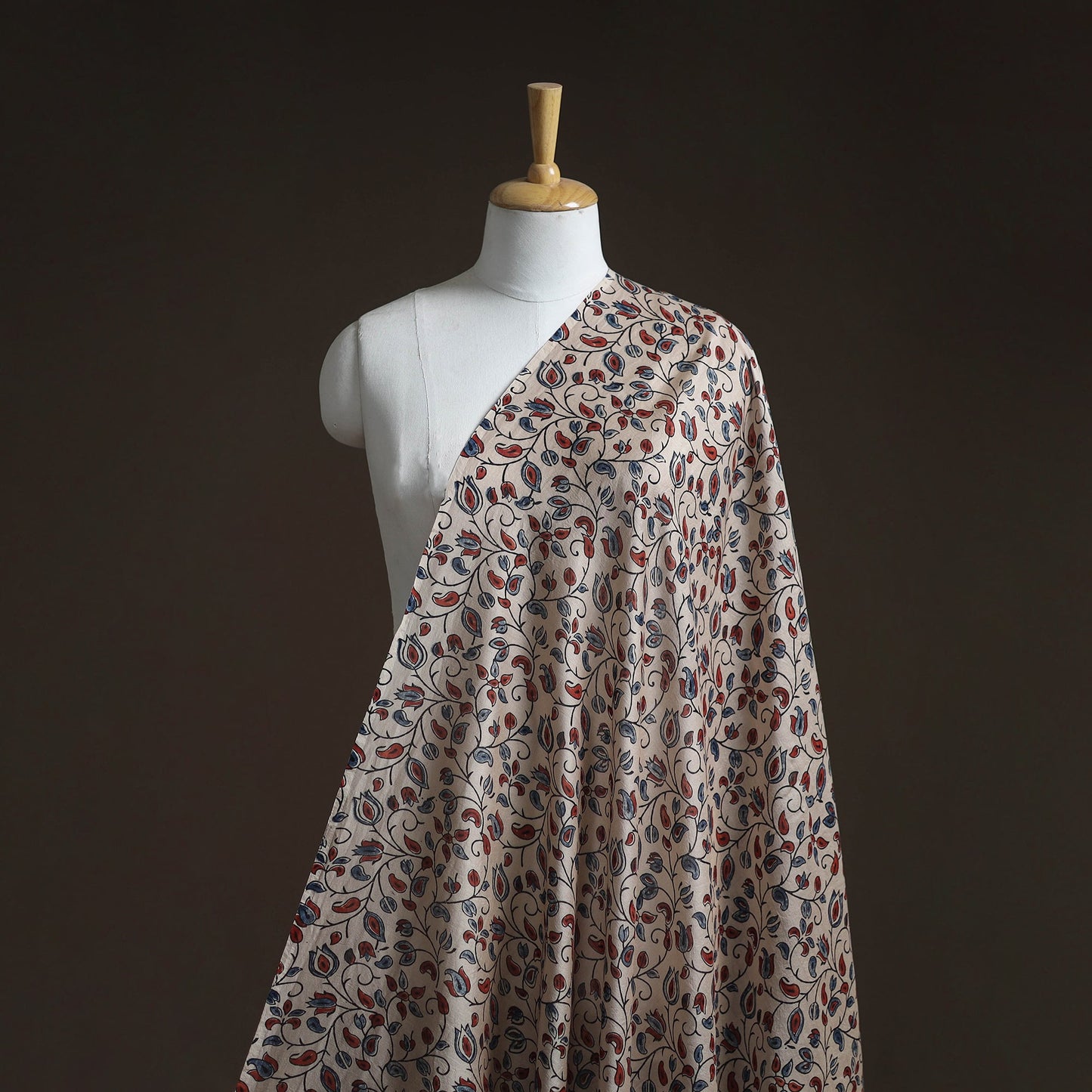 Natural dyed chanderi silk kutch hand block ajrakh print