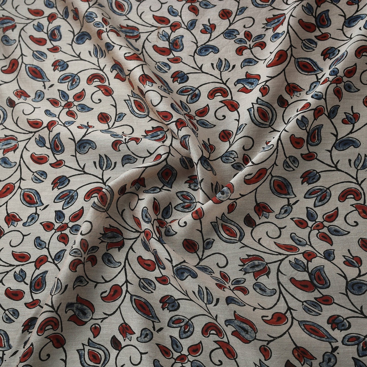Natural dyed chanderi silk kutch hand block ajrakh print