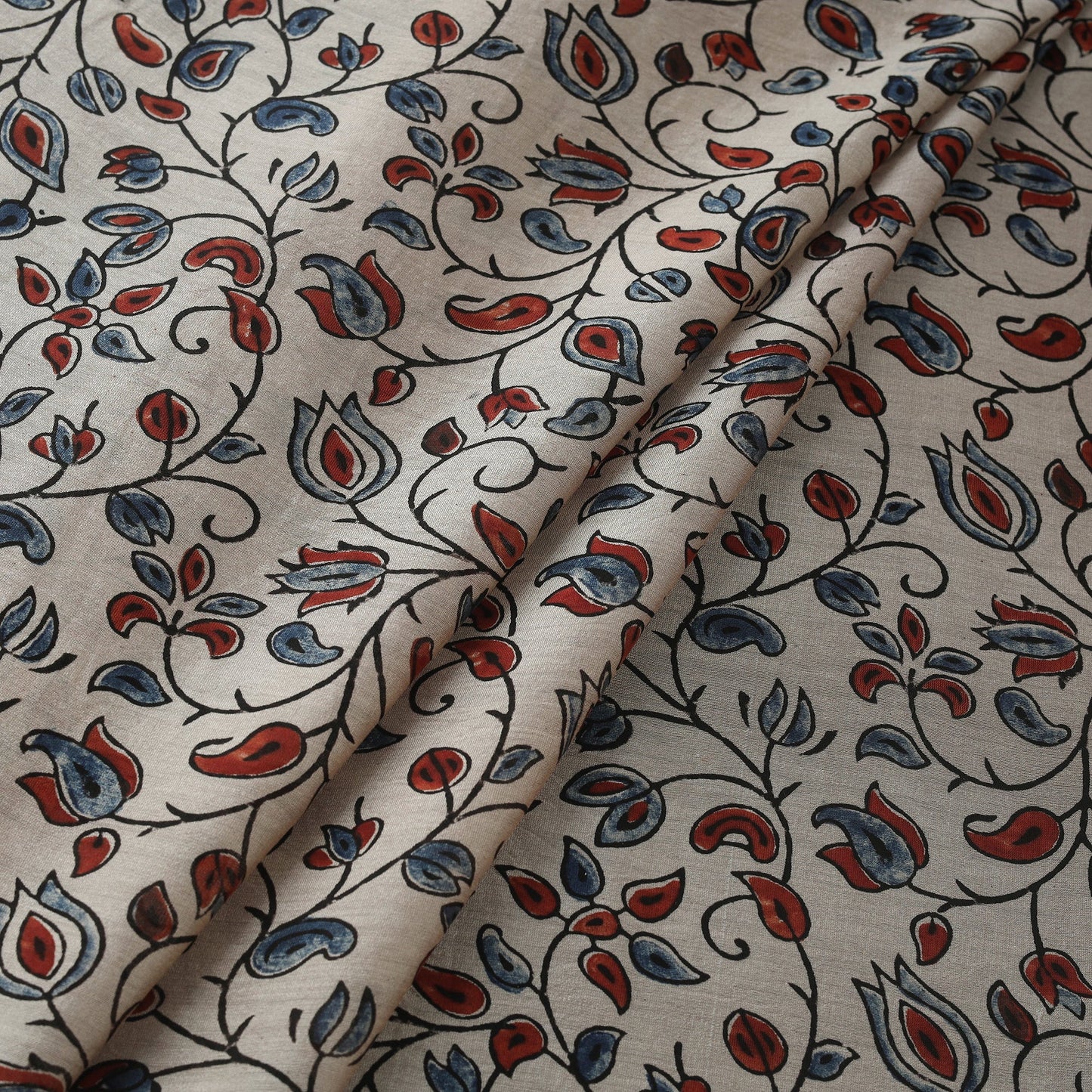 Natural dyed chanderi silk kutch hand block ajrakh print