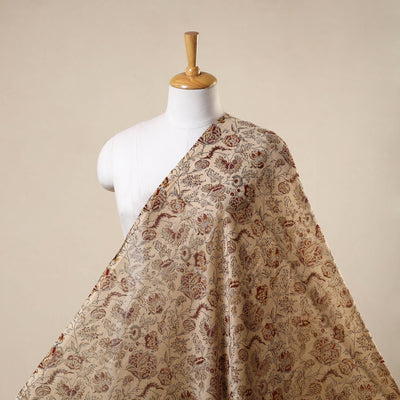 Beige - natural dyed chanderi silk pedana kalamkari fabric