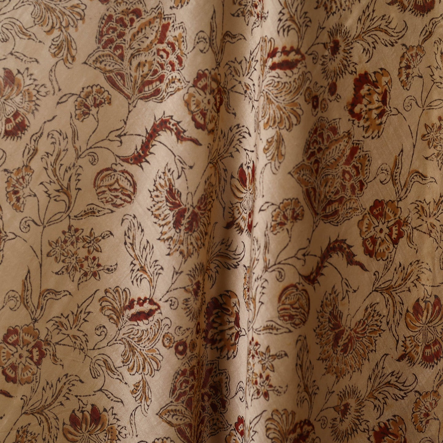 Beige - natural dyed chanderi silk pedana kalamkari fabric