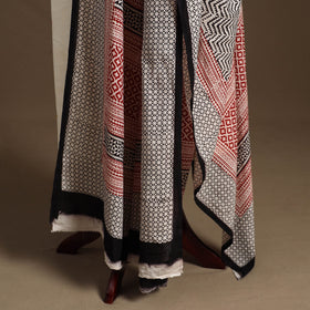 Beige Natural Dyed Cotton Block Print Bagh Dupatta