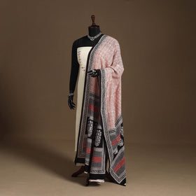 Beige Natural Dyed Cotton Block Print Bagh Dupatta