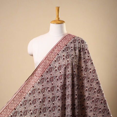 Beige - natural dyed cotton bagh fabric 23 - handcrafted