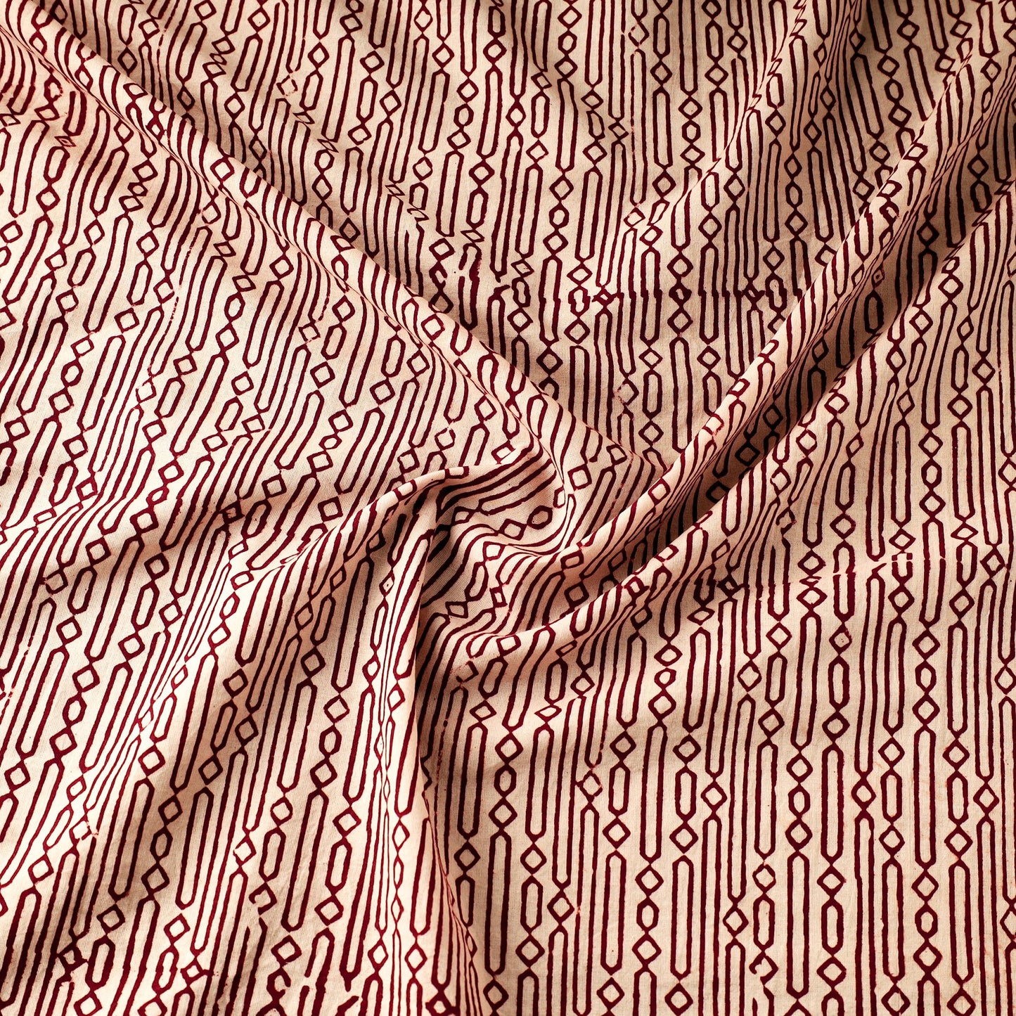 Beige Natural Dyed Cotton Bagru Block Print Fabric