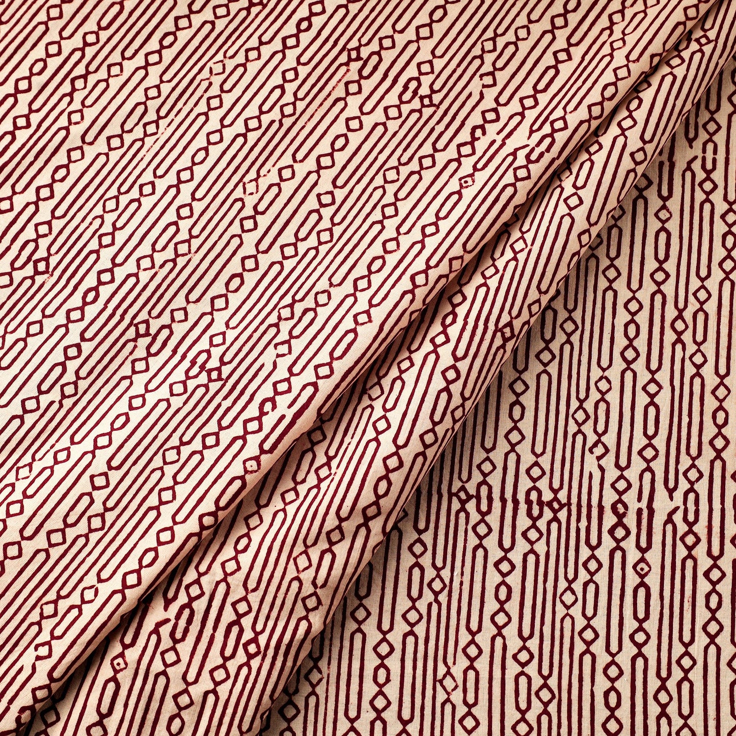 Beige Natural Dyed Cotton Bagru Block Print Fabric