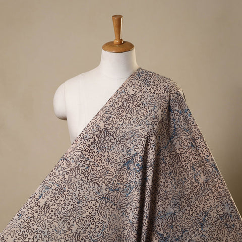 Beige Natural Dyed Cotton Bindaas Block Print Fabric