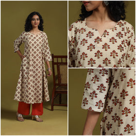 Natural dyed cotton a-line kurta for women 08 - handcrafted