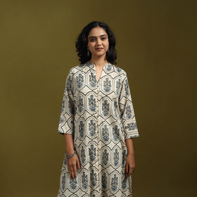 Natural dyed cotton a-line kurta for women 12 - handcrafted