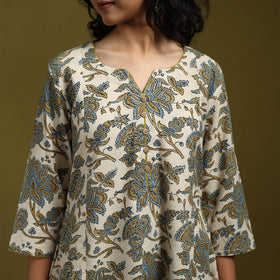 Natural dyed cotton a-line kurta for women 16 - handcrafted