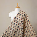 Beige Natural Dyed Block Print Cotton Ajrakh Fabric