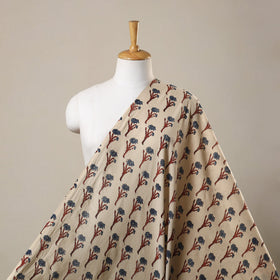 Beige Natural Dyed Block Print Cotton Ajrakh Fabric