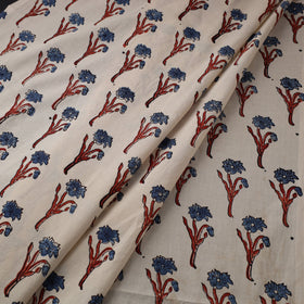 Beige Natural Dyed Block Print Cotton Ajrakh Fabric