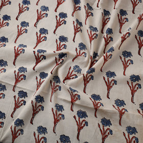 Beige Natural Dyed Block Print Cotton Ajrakh Fabric