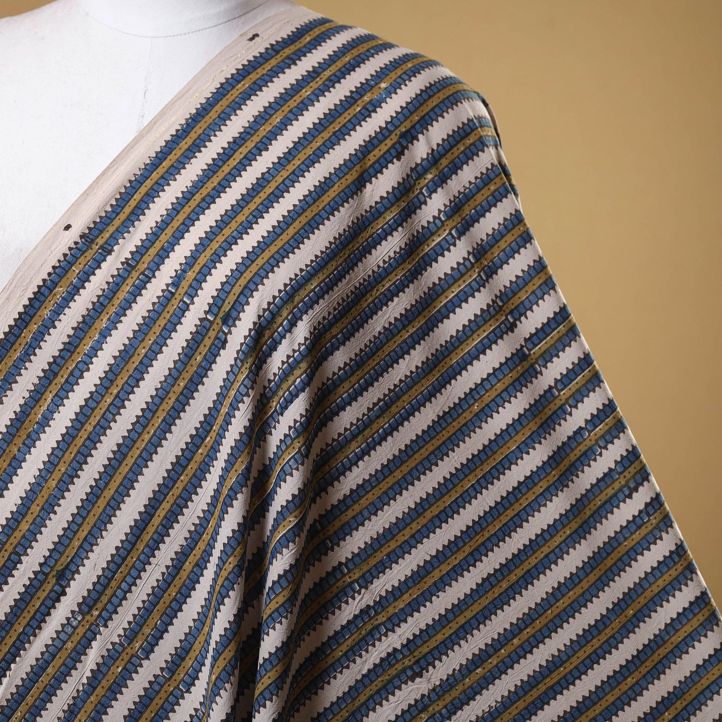 Beige - natural dyed cotton fabric 04 - handcrafted