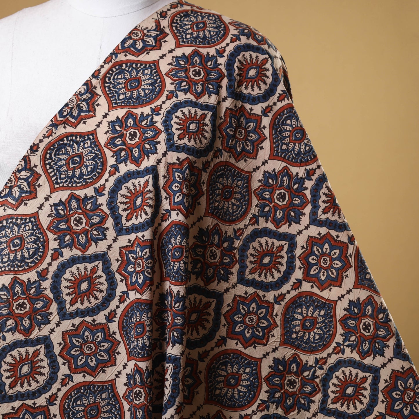 Beige - natural dyed cotton fabric 09 - handcrafted