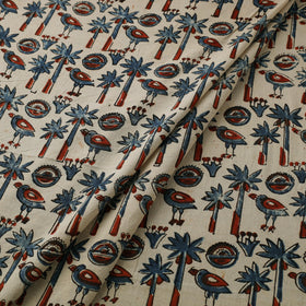 Beige Natural Dyed Block Print Cotton Ajrakh Fabric