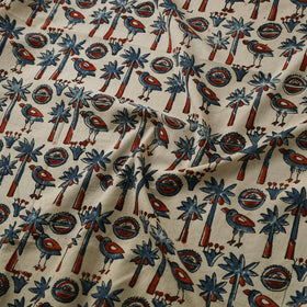 Beige Natural Dyed Block Print Cotton Ajrakh Fabric
