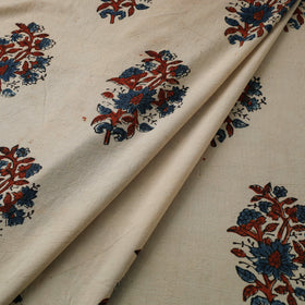 Beige Natural Dyed Block Print Cotton Ajrakh Fabric