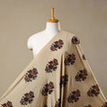 Beige Natural Dyed Block Print Cotton Ajrakh Fabric