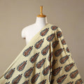 Beige Natural Dyed Block Print Cotton Ajrakh Fabric